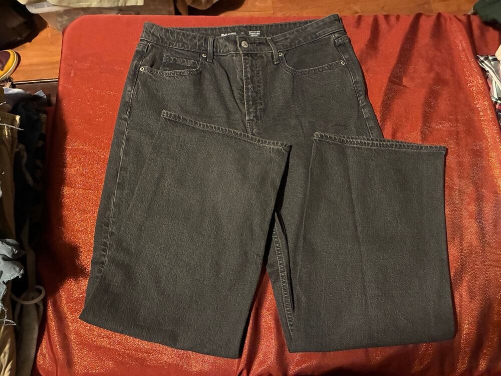 Old Navy Jeans Womens 12 Extra High Rise Wide Leg Black Secret Smooth